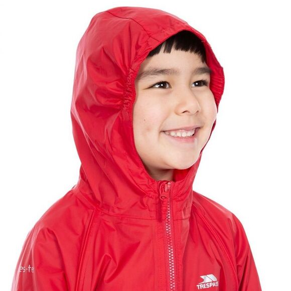 Trespass Childrens/Kids Button Rain Suit / Red